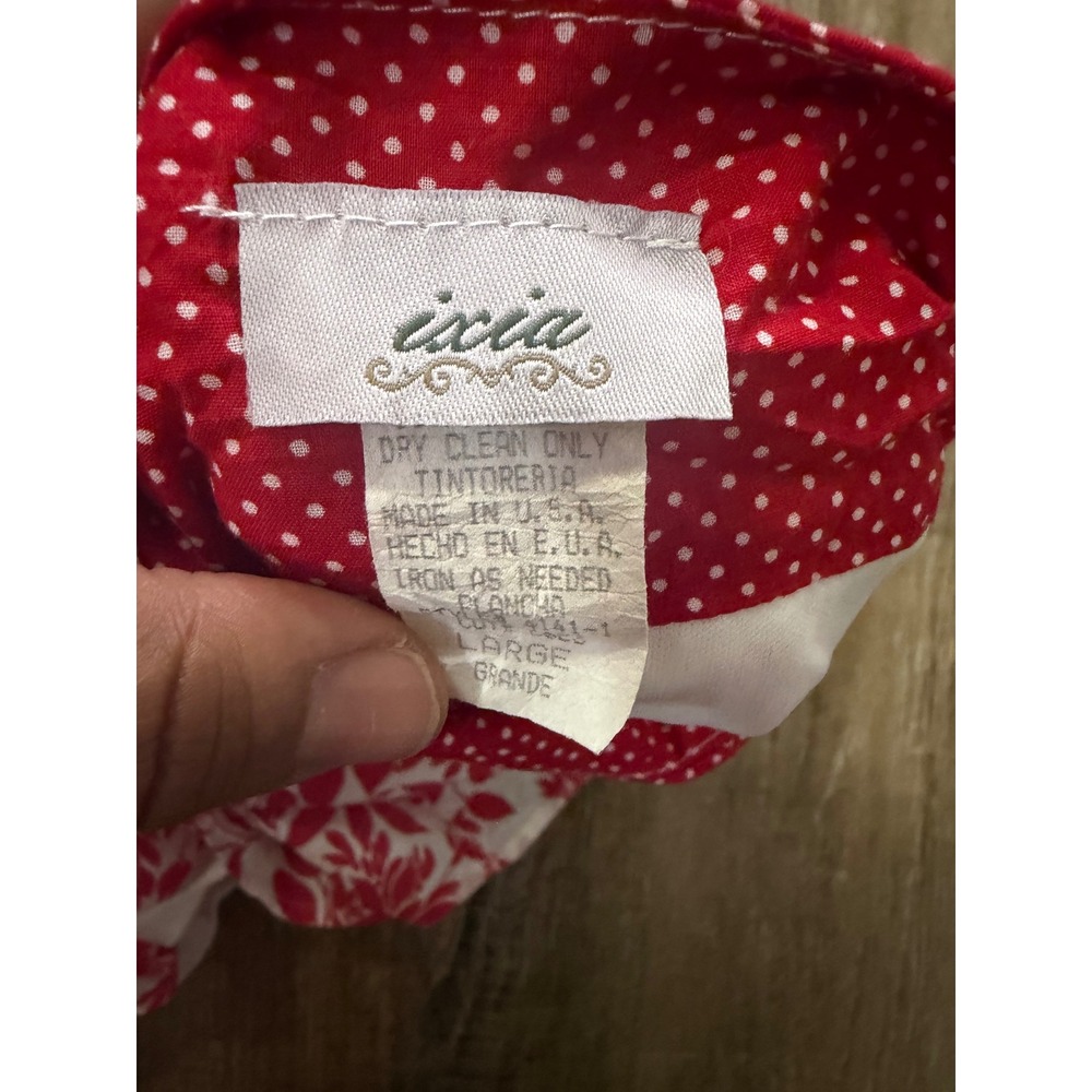 Ixia Red White Floral Polka Dot A-Line Skirt L Large Made in USA Boho Lined - Picture 7 of 7